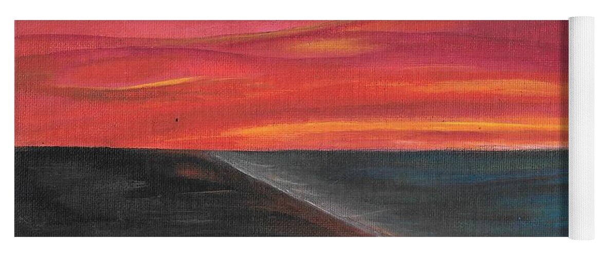Sky. Sunset Yoga Mat featuring the painting The Meeting by Esoteric Gardens KN