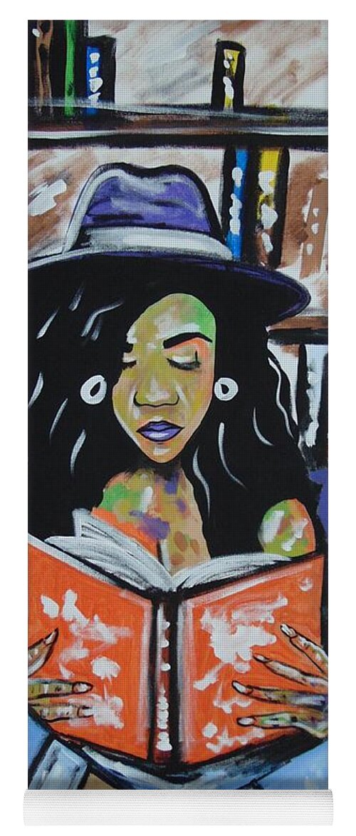 Woman Reading Yoga Mat featuring the painting The Melanin Reader by Antonio Moore