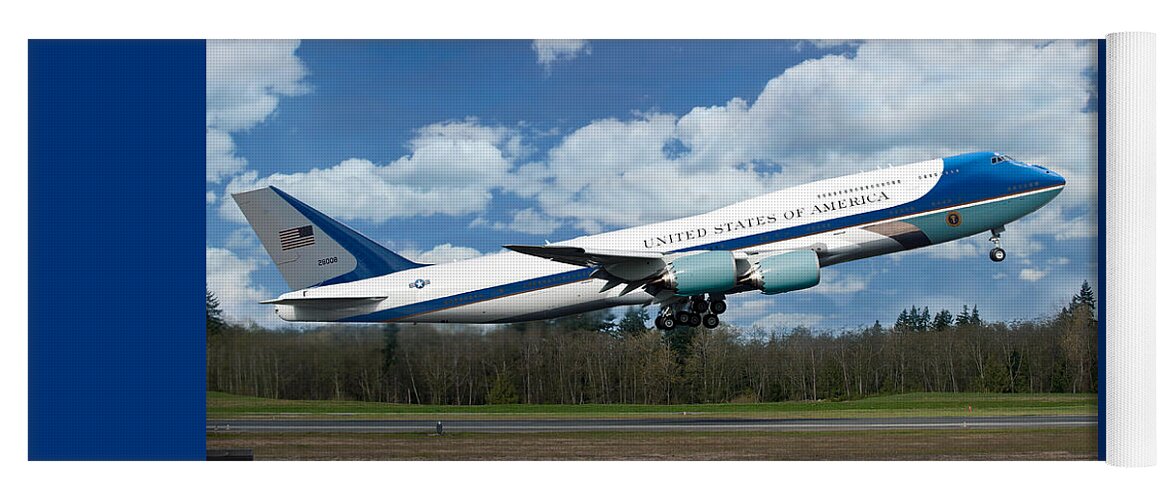 Air Force One Yoga Mat featuring the digital art The New VC-25 Air Force One by Custom Aviation Art