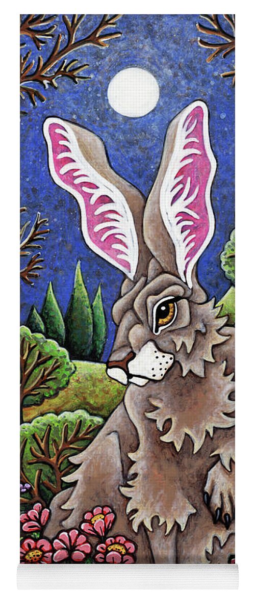 Hare Yoga Mat featuring the painting The Night Watchman by Amy E Fraser