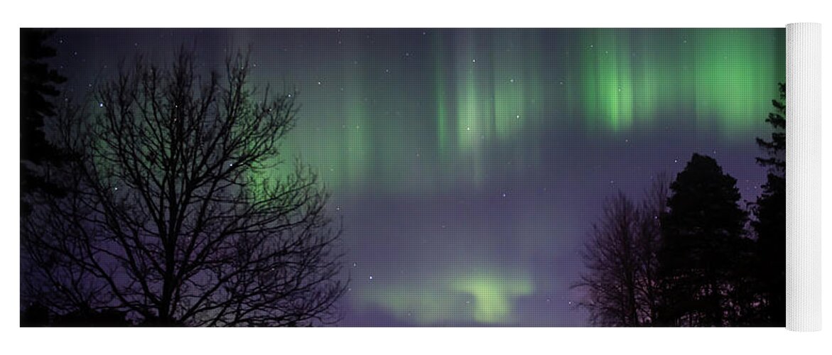 Aurora Borealis Yoga Mat featuring the photograph The Northern Lights Curtains, Aurora Borealis by Torbjorn Swenelius