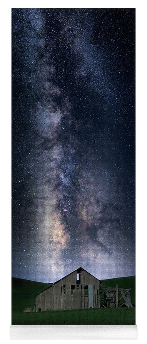 Palouse Yoga Mat featuring the photograph The Old Barn under the Milky Way by Kristen Wilkinson