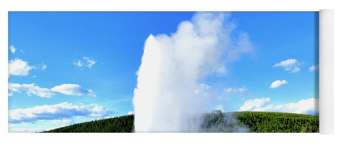Geyser Yoga Mat featuring the photograph The Old Faithful Geyser by Amazing Action Photo Video
