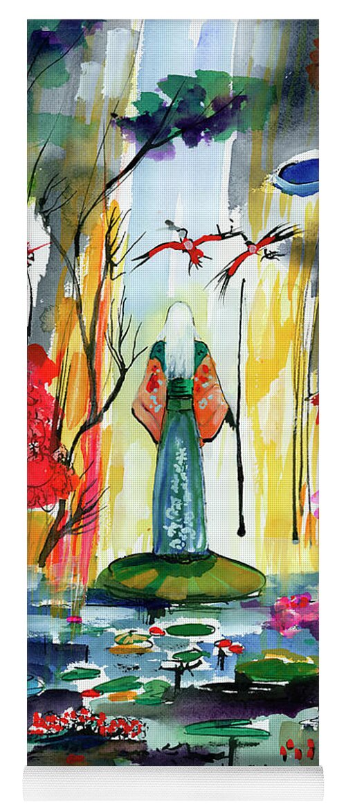 Wetland Landscape Portrait Yoga Mat featuring the painting The Other World She Watches by Ginette Callaway