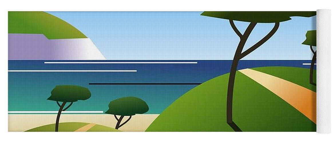 Beach Yoga Mat featuring the digital art The path to the beach by Fatline Graphic Art