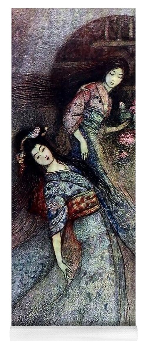 “warwick Goble” Yoga Mat featuring the digital art The Peony Lantern by Patricia Keith