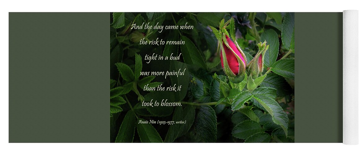 Red Rose Yoga Mat featuring the photograph The Red Rose Bud by Nancy Griswold