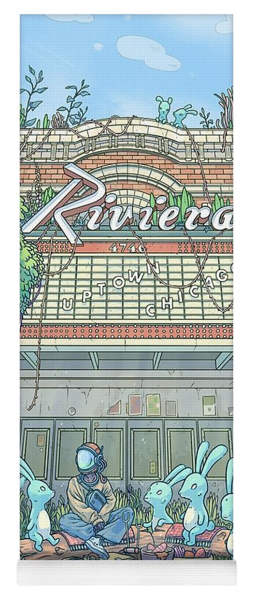 Digital Art Yoga Mat featuring the digital art The Riviera Theatre by EvanArt - Evan Miller