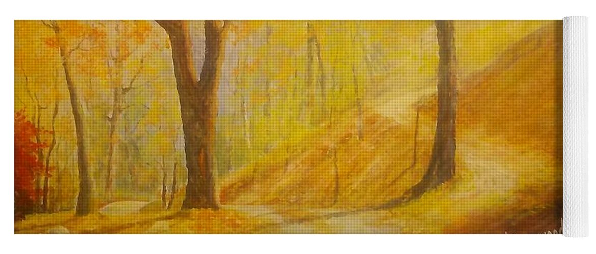 New England Yoga Mat featuring the painting The Road Less Taken by ML McCormick