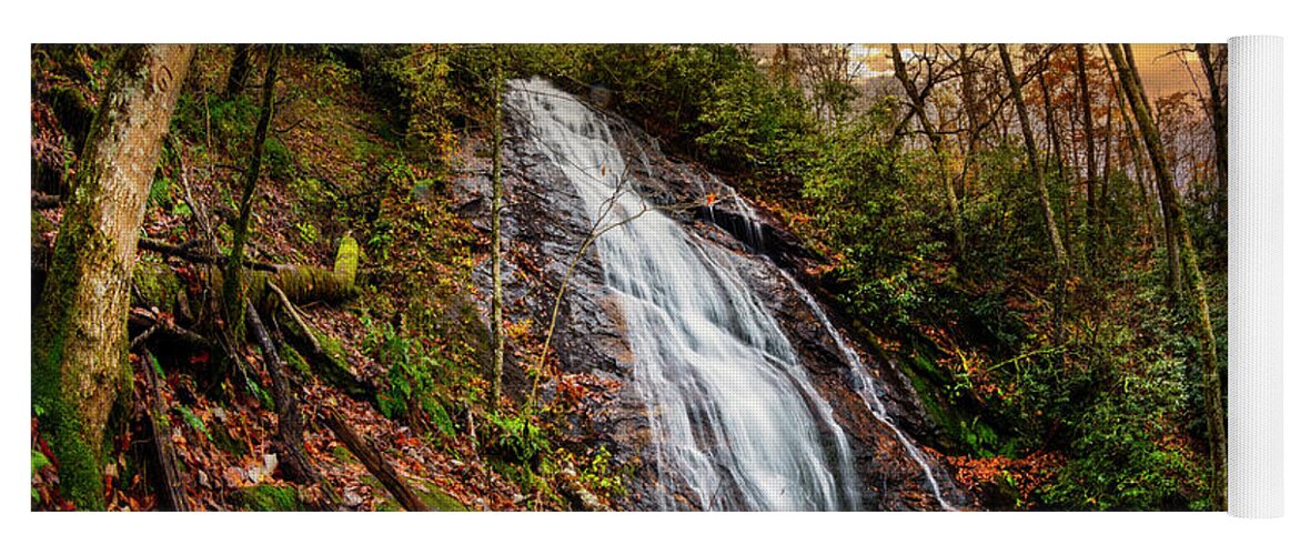 Andrews Yoga Mat featuring the photograph The Rufus Morgan Waterfall at Dawn by Debra and Dave Vanderlaan