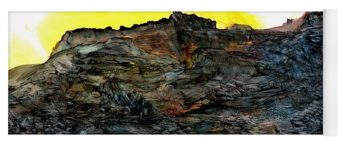 Sunrise Yoga Mat featuring the painting The ruins at Rattlesnake Ridge by Angela Marinari