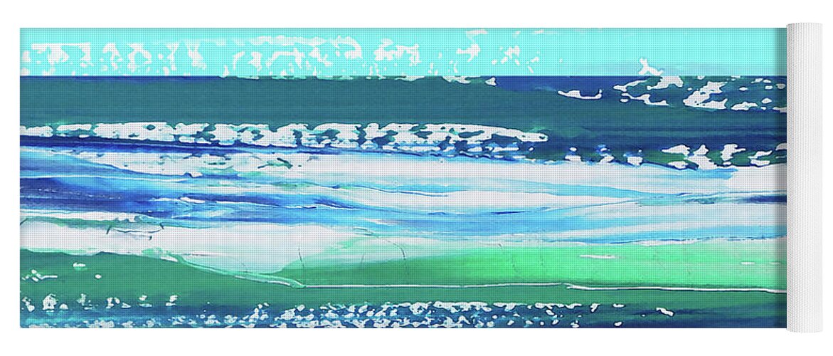Beach Art Yoga Mat featuring the painting The Sea Of Opportunities Contemporary Abstract Blue Art Sky Reflections And Waves III by Irina Sztukowski