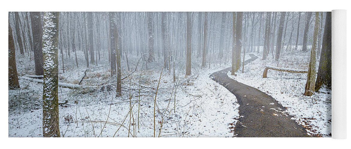 Snow Day Yoga Mat featuring the photograph The Snowy Path by Jordan Hill