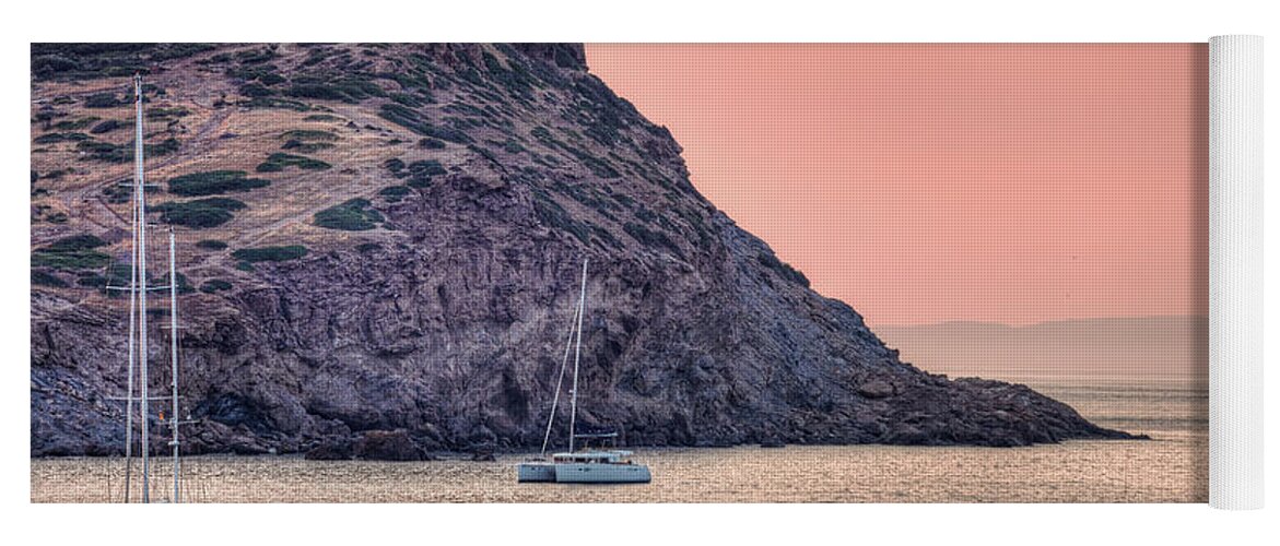 Aegean Yoga Mat featuring the photograph The sunrise in Sounio, Greece by Constantinos Iliopoulos