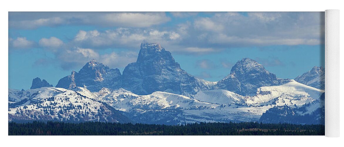 Nature Yoga Mat featuring the photograph The Tetons by Paul Freidlund