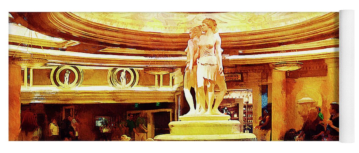 The Three Graces Yoga Mat featuring the photograph The Three Graces sculpture, Las Vegas by Tatiana Travelways
