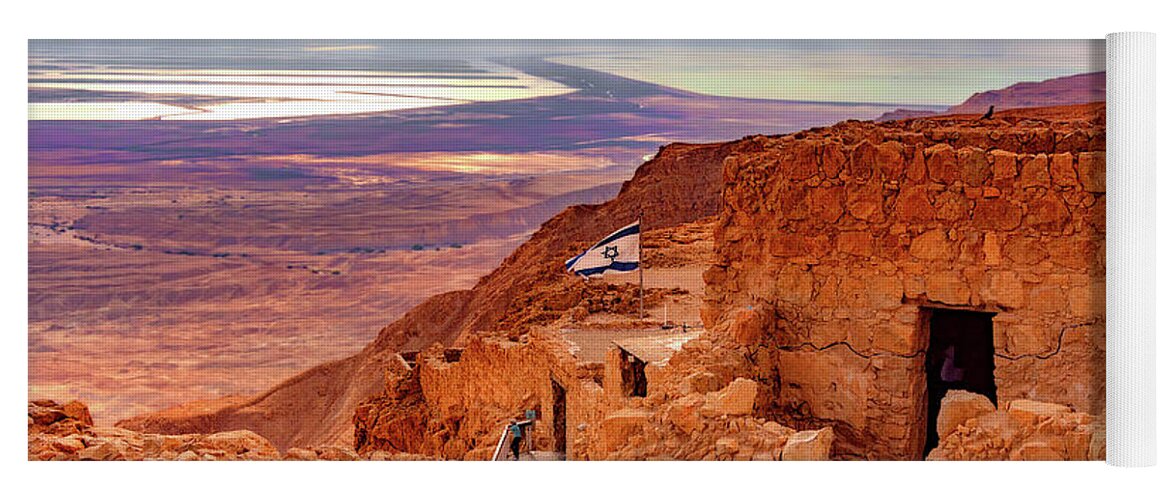 Israel Yoga Mat featuring the photograph The Triumph and Tragedy of Masada by Mitchell R Grosky