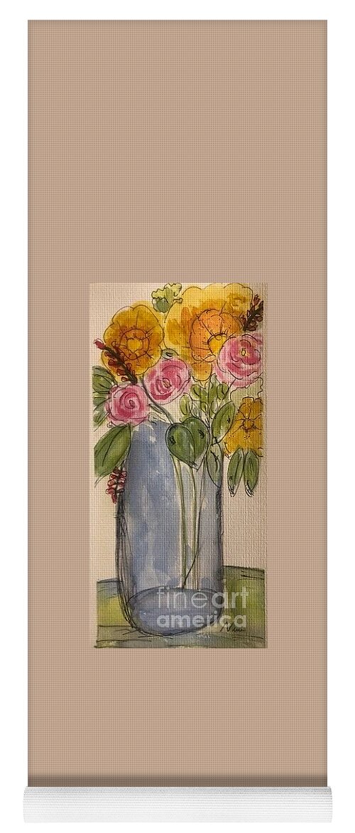 Floral Vase Yoga Mat featuring the painting The Vase by Nina Jatania