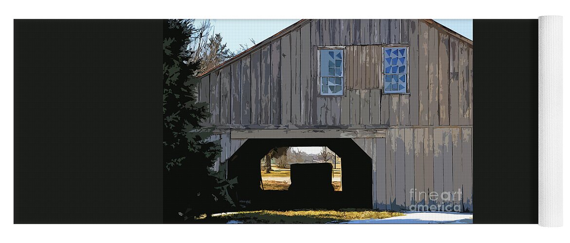 Barn Yoga Mat featuring the digital art The View Through The Hay Barn by Kirt Tisdale