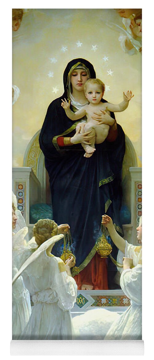 Virgin Mary And Angels Yoga Mat featuring the mixed media The Virgin Mary With Angels 102 by William Adolphe Bouguereau