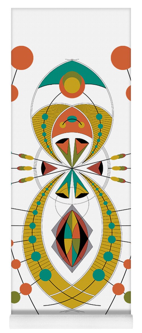 Mid Century Yoga Mat featuring the digital art The Visitor of Mid-Century with cream horizontal background by DB Artist