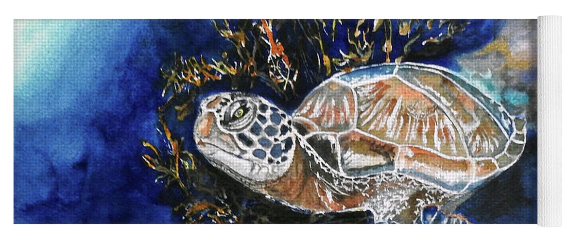Turtle Yoga Mat featuring the painting The Wanderer by Barbara F Johnson