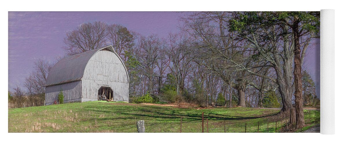 Tennessee Yoga Mat featuring the photograph The White Barn on the Hill by Marcy Wielfaert