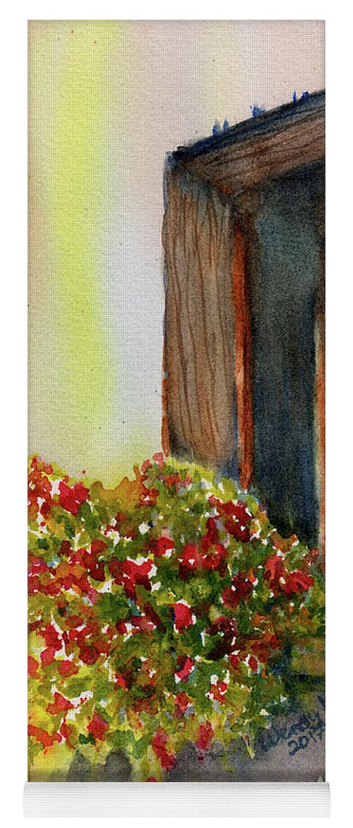 Windowbox Yoga Mat featuring the painting The Flower Box by Wendy Keeney-Kennicutt