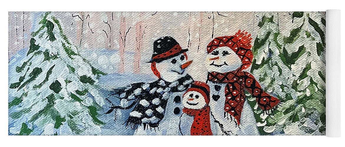 Snowman Yoga Mat featuring the painting There's Snow Place Like Home by Juliette Becker