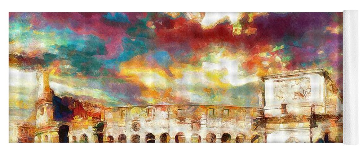 Colosseo Paint Yoga Mat featuring the photograph This Abstract Colosseum Art Will Transform Your Space into a Reflection of Rome's Majestic Beauty. by Stefano Senise