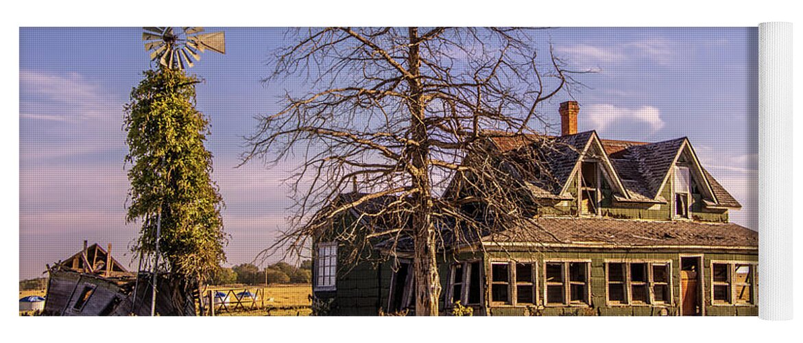 Debra Martz Yoga Mat featuring the photograph This Old House in Oklahoma by Debra Martz