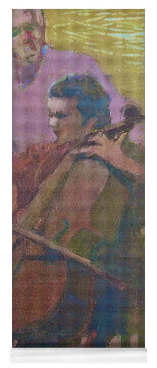 Cellist Yoga Mat featuring the painting The Cello Concert by Galya Tarmu