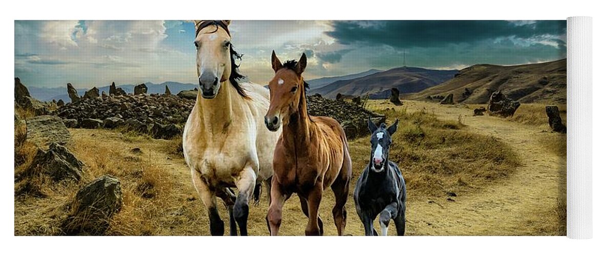 Horses Yoga Mat featuring the digital art Three Amigos by Norman Brule