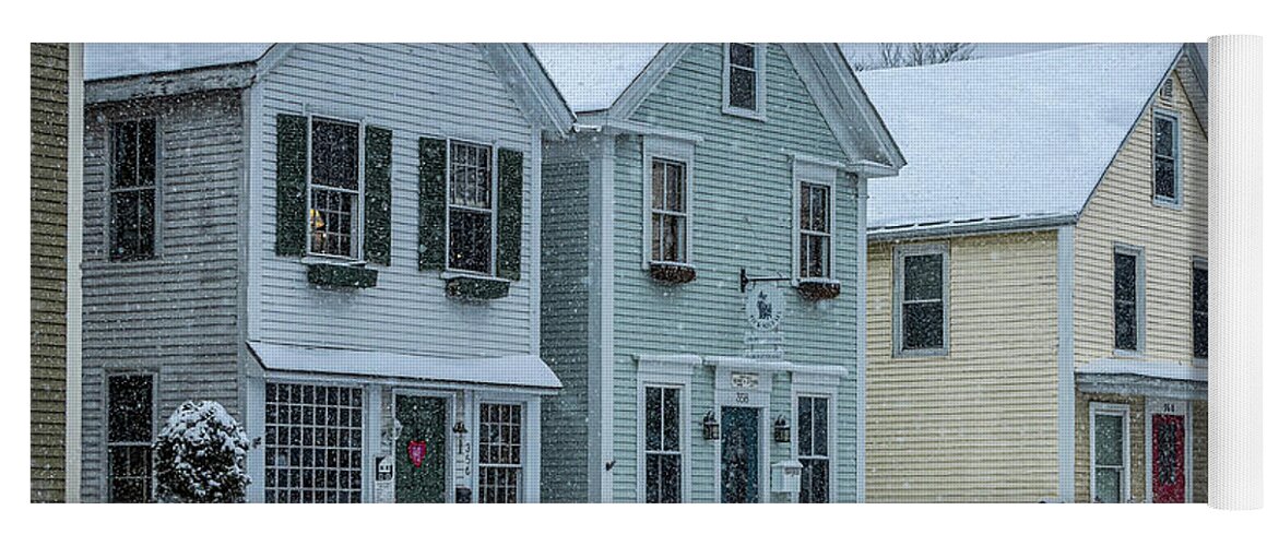 Yarmouth Maine Yoga Mat featuring the photograph Three Houses All in a Row by Elizabeth Dow