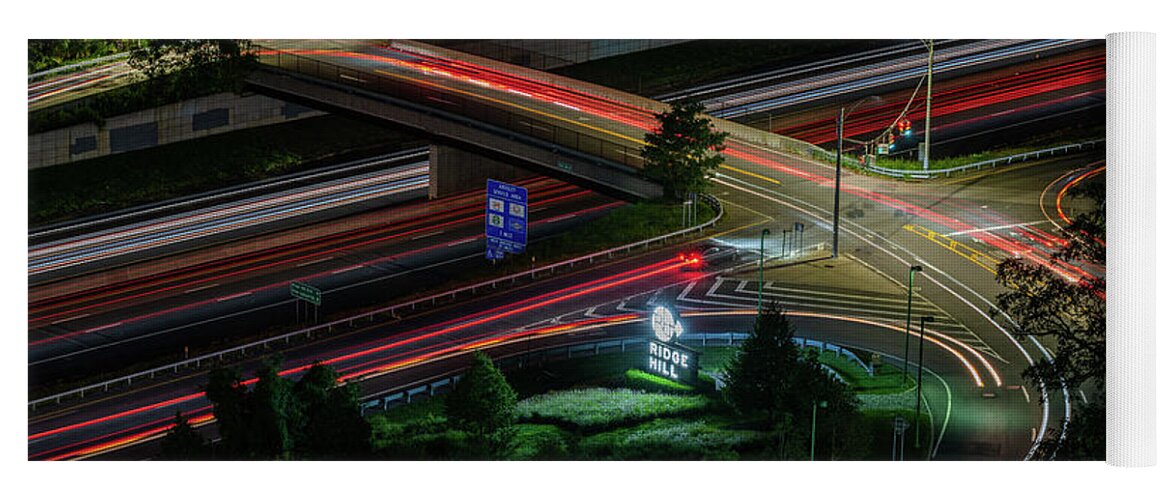 Ridge Hill Boulevard Yoga Mat featuring the photograph Thruway at Night by Kevin Suttlehan