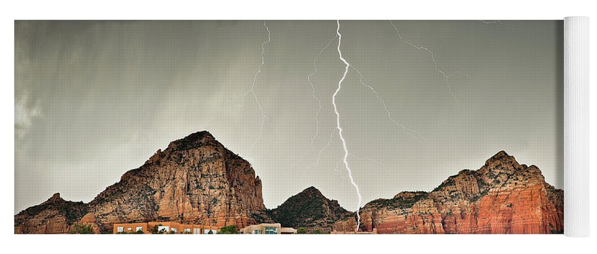 Igntning Yoga Mat featuring the photograph Thunder Mountain Lightning 1110 by Kenneth Johnson