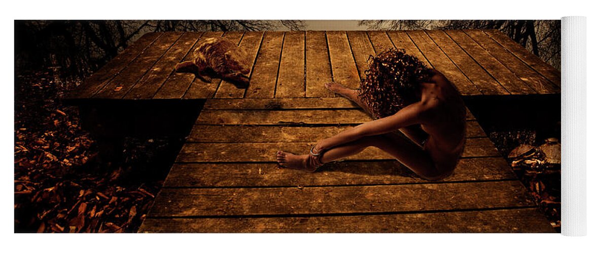 Nude Yoga Mat featuring the photograph Tia at the Pond by Mark Gomez