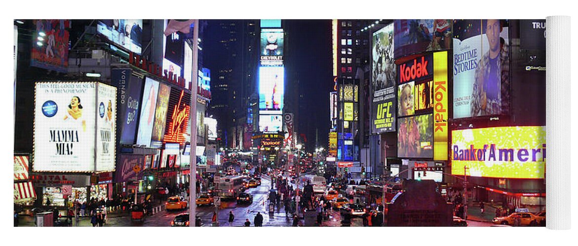 Times Square Yoga Mat featuring the photograph Times Square by Mike McGlothlen