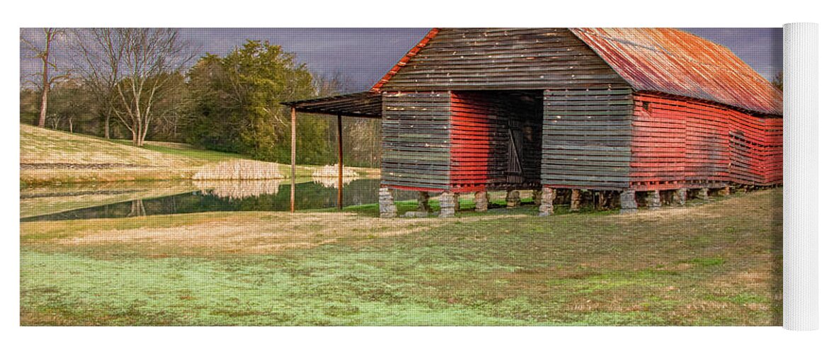 Tennessee Yoga Mat featuring the photograph Tin Roof Barn by the Pond by Marcy Wielfaert