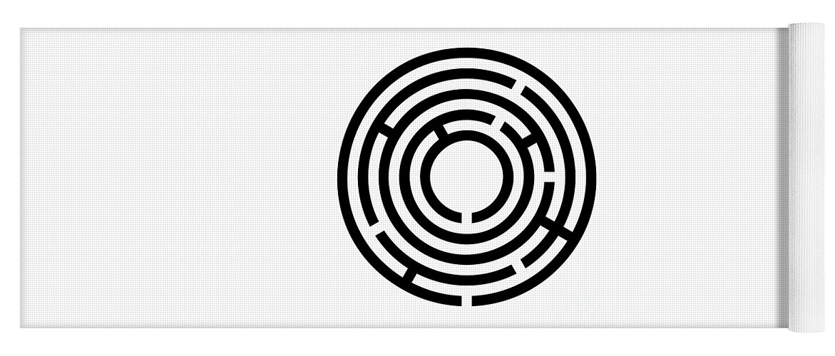 Tiny black circular maze, radial labyrinth Yoga Mat