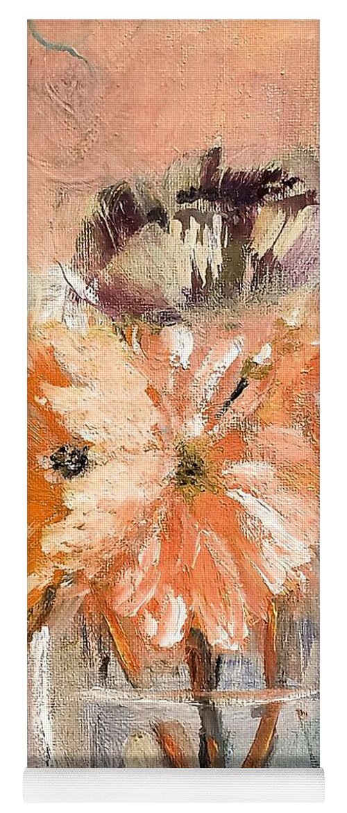 Orange Yoga Mat featuring the painting Tiny orange Bouquet by Lisa Kaiser