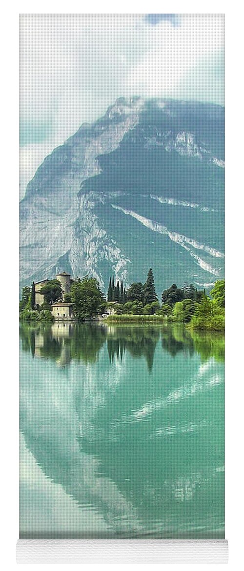 National Yoga Mat featuring the photograph Toblino Lake and Castle - Italy by Paolo Signorini