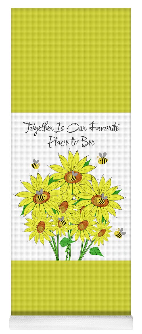 Together Quotes Yoga Mat featuring the painting Together Is Our Favorite Place To Bee by Tina LeCour