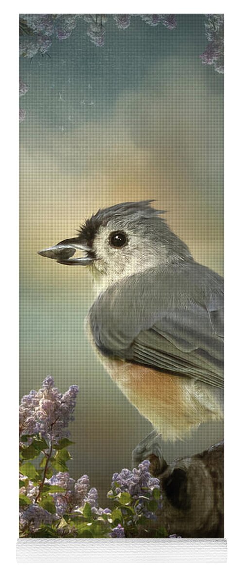 Birds Yoga Mat featuring the digital art Tomas the Titmouse by Maggy Pease