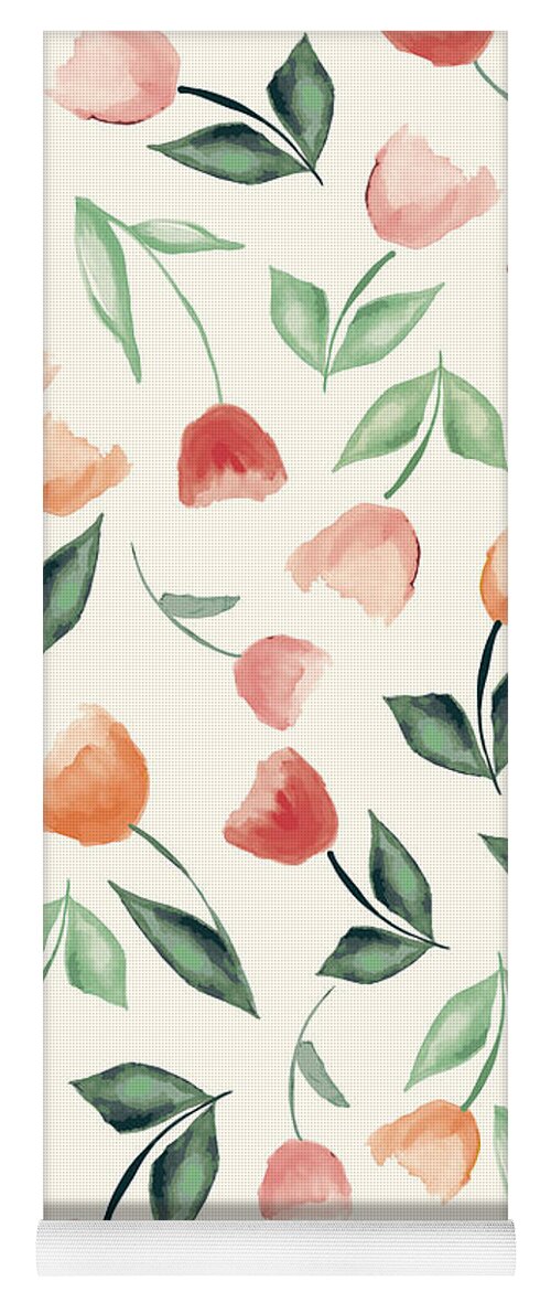 Tulips Yoga Mat featuring the painting Tossed Tulips Pink by Kristye Dudley