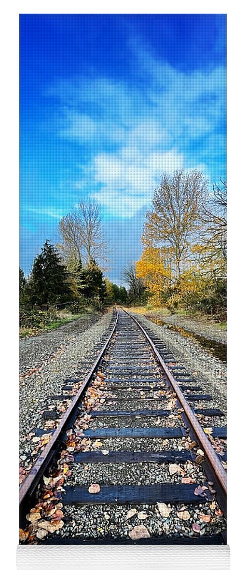 Railroad Tracks Yoga Mat featuring the photograph Tracking Time by Suzanne Lorenz