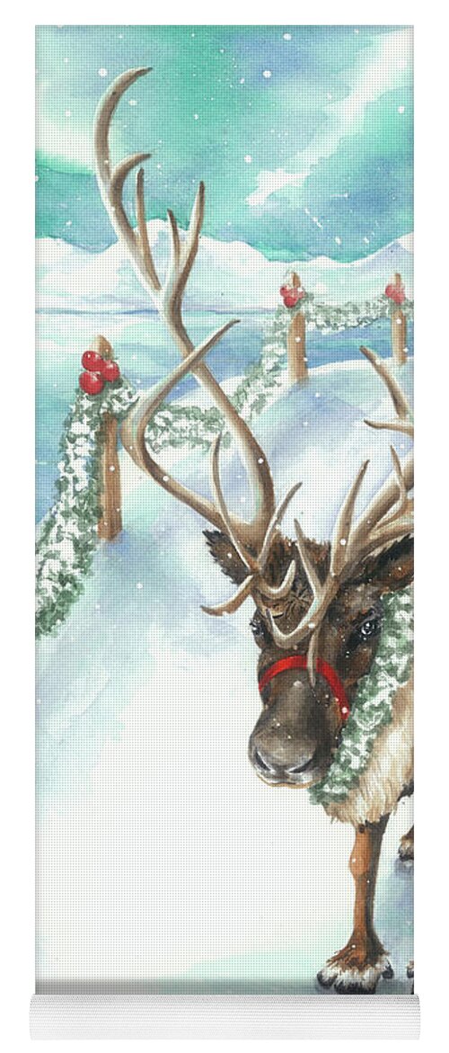 Reindeer Yoga Mat featuring the painting Tranquil Trek by Lori Taylor