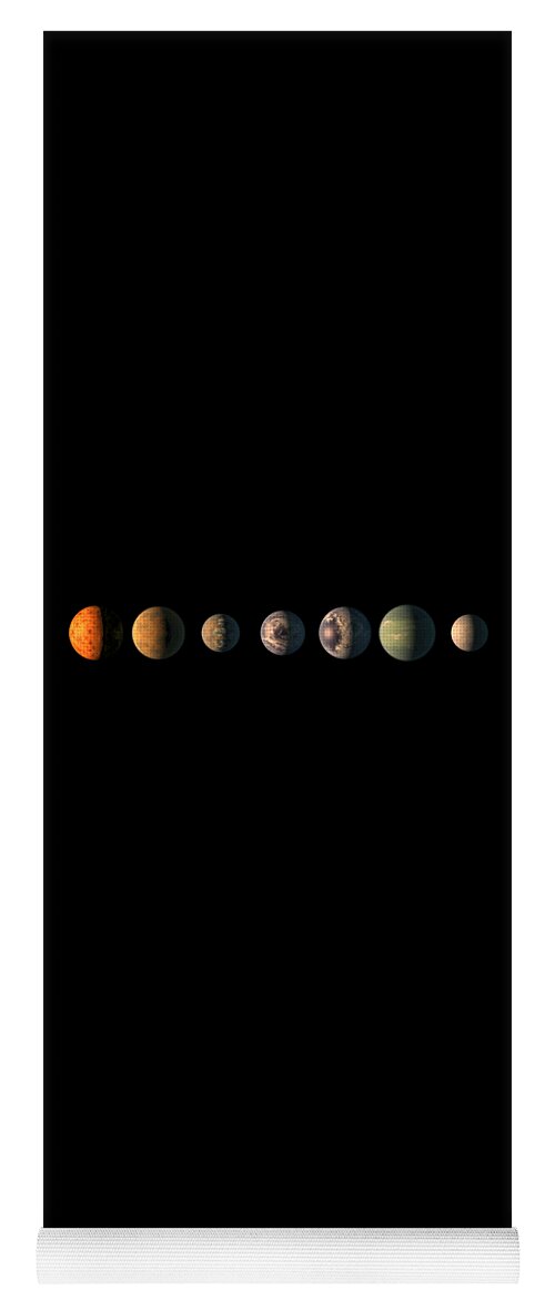Funny Yoga Mat featuring the digital art Trappist-1 7 Planet Lineup by Flippin Sweet Gear