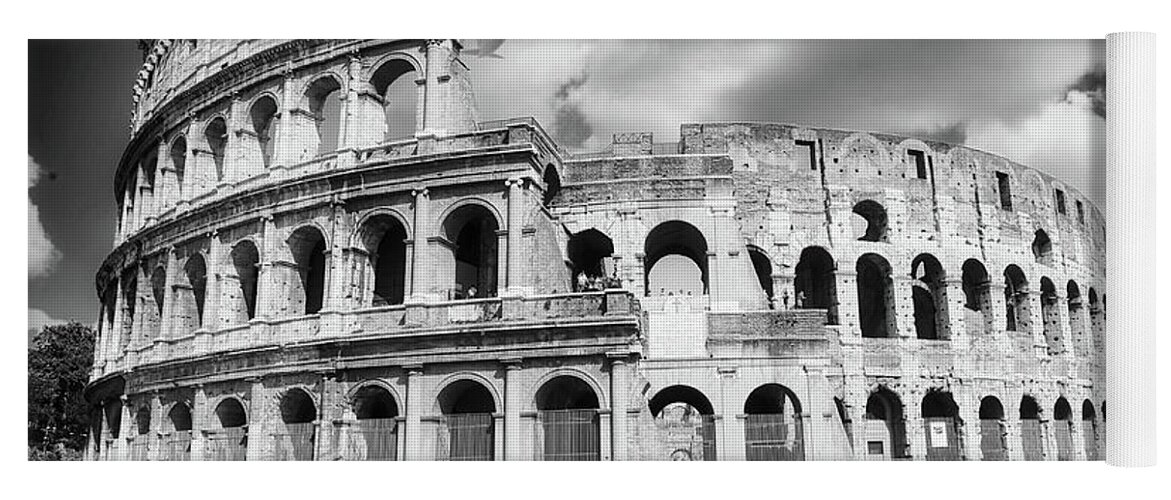 Coliseum Yoga Mat featuring the photograph Travel in Rome - Colosseum BW by Stefano Senise