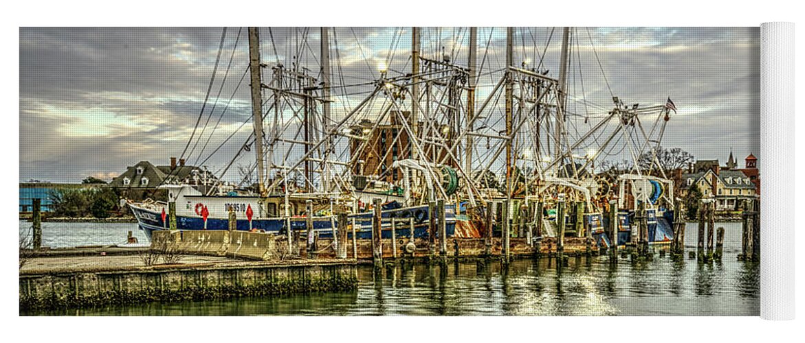 Hampton Downtown Yoga Mat featuring the photograph Trawlers at Amory Seafood by Jerry Gammon